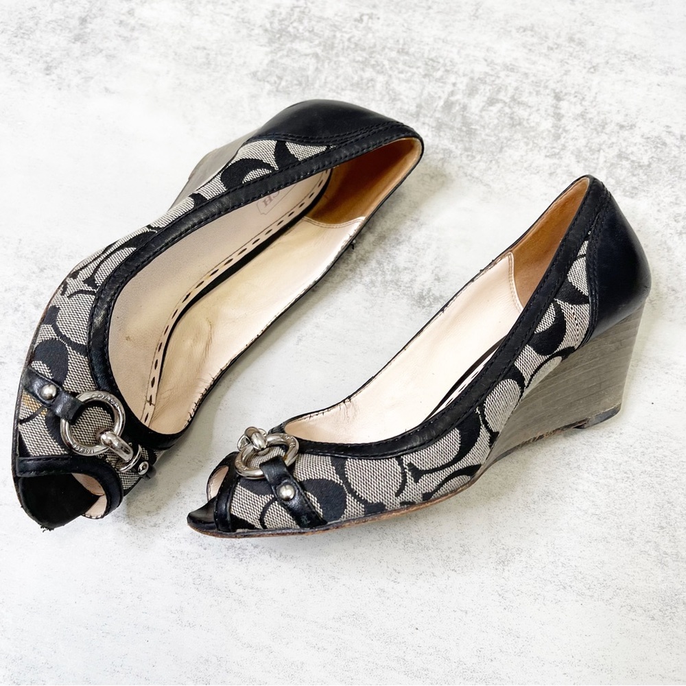 Coach Stella Mo organ Open Toe Wedges